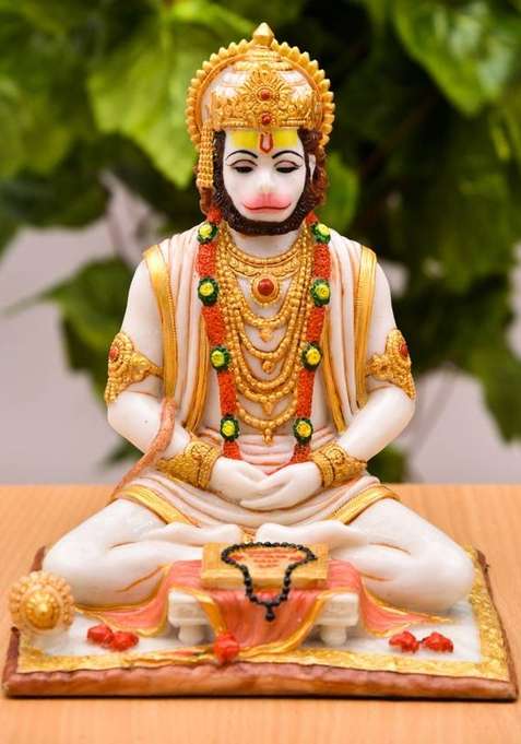 Archna Handicraft Hanuman Ji For Pooja Room I Home Templei God Idols I Statue I Showpiece Decorative Showpiece - 20 Cm(Polyresin White)