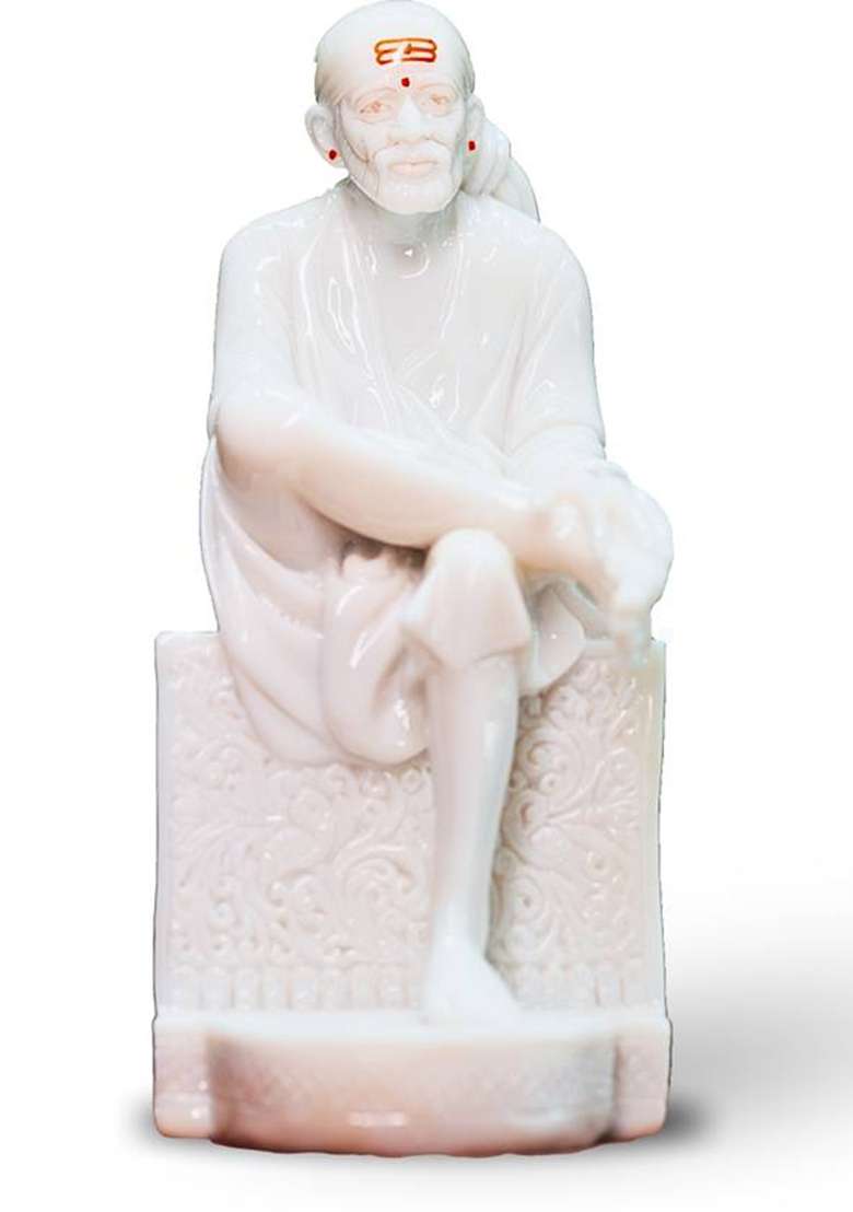 Sai Divya Shirdi Sai Baba Statue Decorative Showpiece - 60.96 Cm(Marble White) - Indya