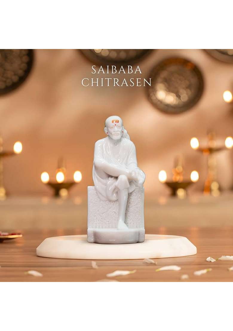 Sai Divya Shirdi Sai Baba Statue Decorative Showpiece - 60.96 Cm(Marble White) - Indya