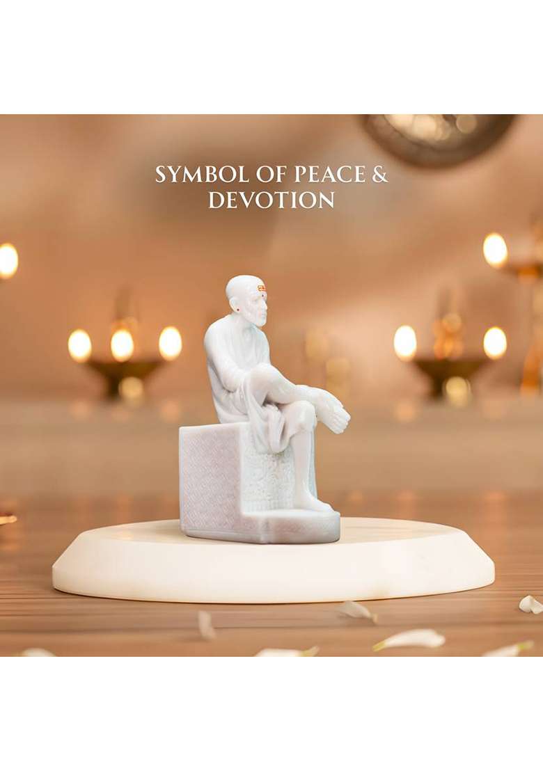Sai Divya Shirdi Sai Baba Statue Decorative Showpiece - 60.96 Cm(Marble White) - Indya