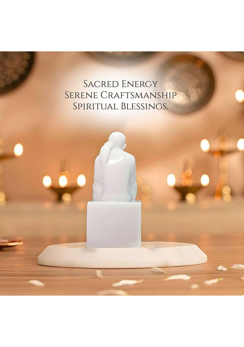 Sai Divya Shirdi Sai Baba Statue Decorative Showpiece - 60.96 Cm(Marble White) - Indya
