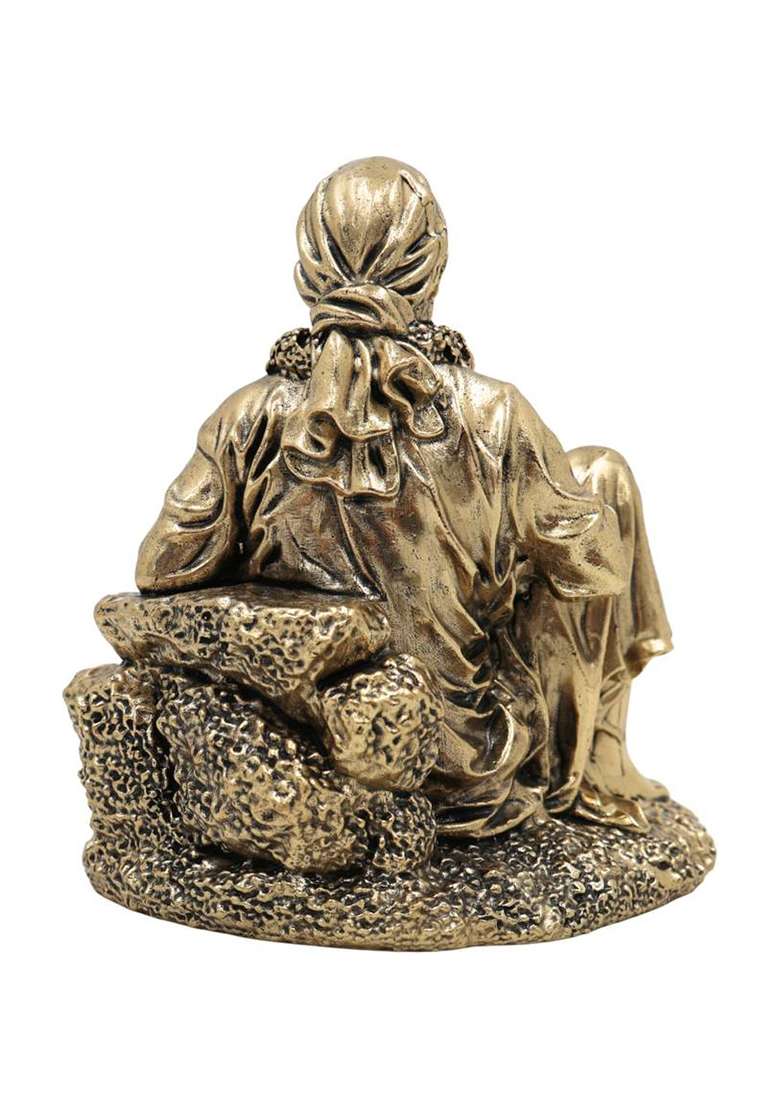 Bhunes Brass Shirdi Sai Baba Idol Murti Nath Statue Shri Saibaba Pooja Vigraham Decorative Showpiece - 10 Cm(Brass Gold) - Indya