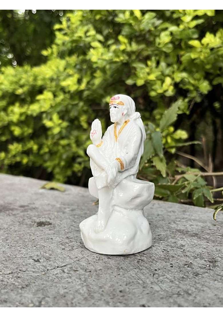 Saibaba Saibaba Statue Decorative Showpiece - 10 Cm(Marble White) - Indya