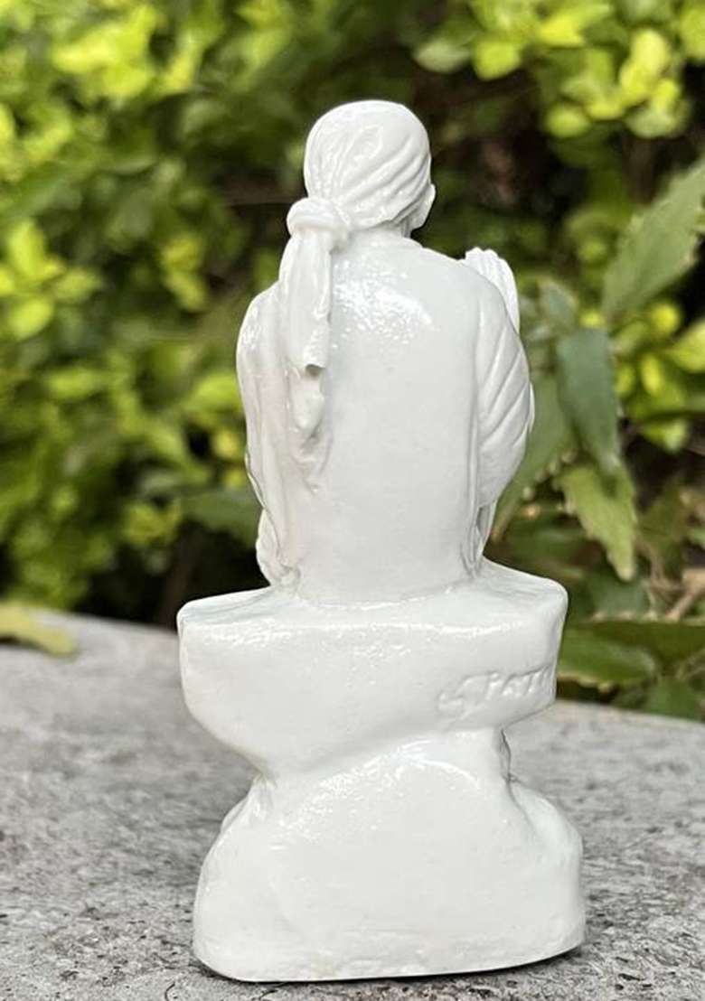Saibaba Saibaba Statue Decorative Showpiece - 10 Cm(Marble White) - Indya