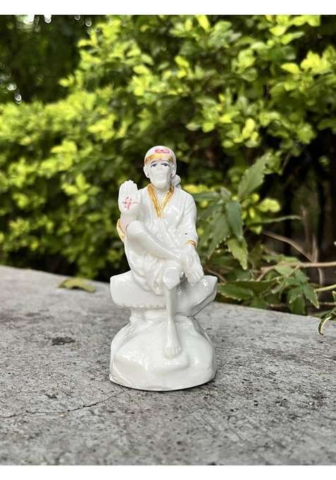 Saibaba Saibaba Statue Decorative Showpiece - 10 Cm(Marble White)
