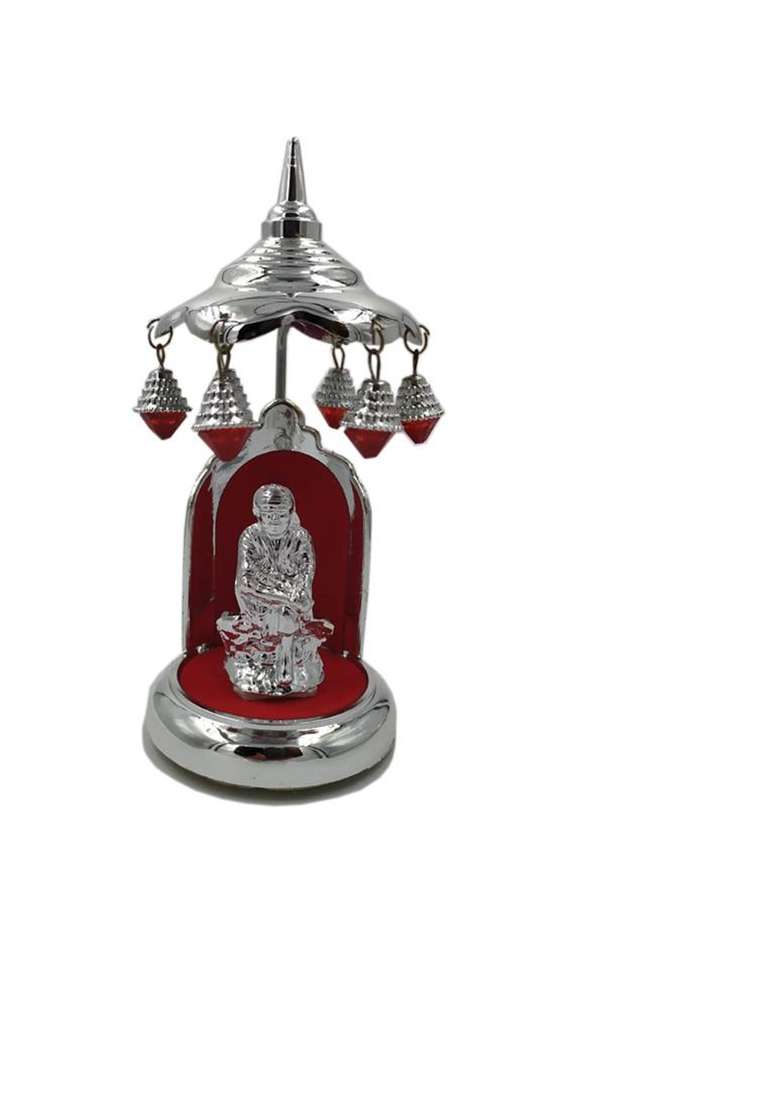 Shinde Exports Shirdi Saibaba Car Dashboard Idol For Car/Statue/Car Temple Decorative Showpiece - 15 Cm(Plastic Silver) - Indya