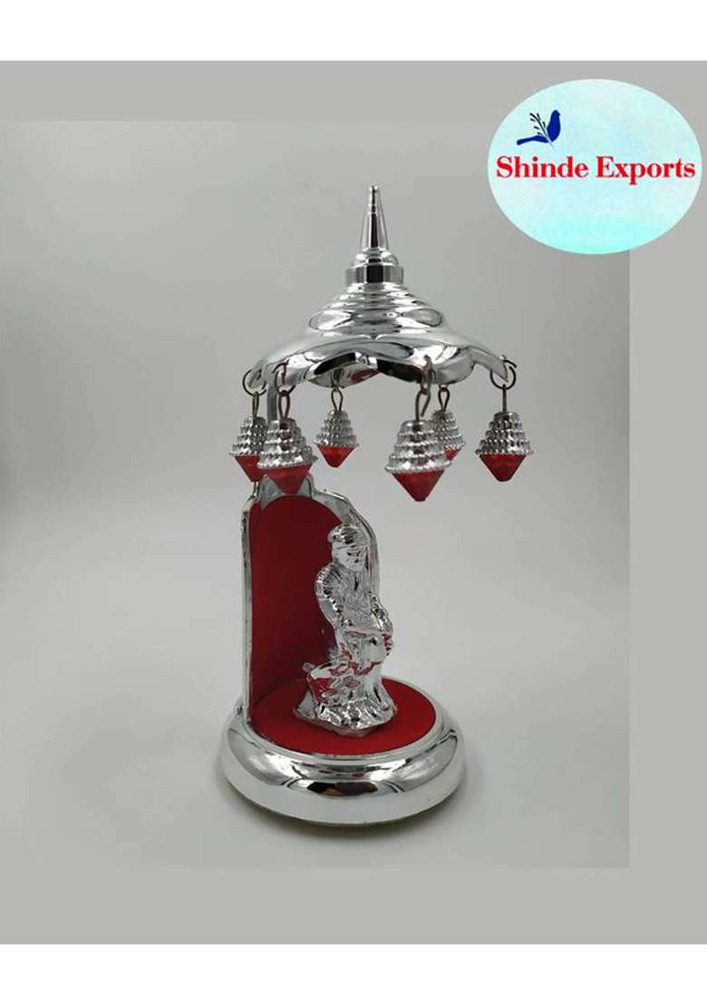 Shinde Exports Shirdi Saibaba Car Dashboard Idol For Car/Statue/Car Temple Decorative Showpiece - 15 Cm(Plastic Silver) - Indya