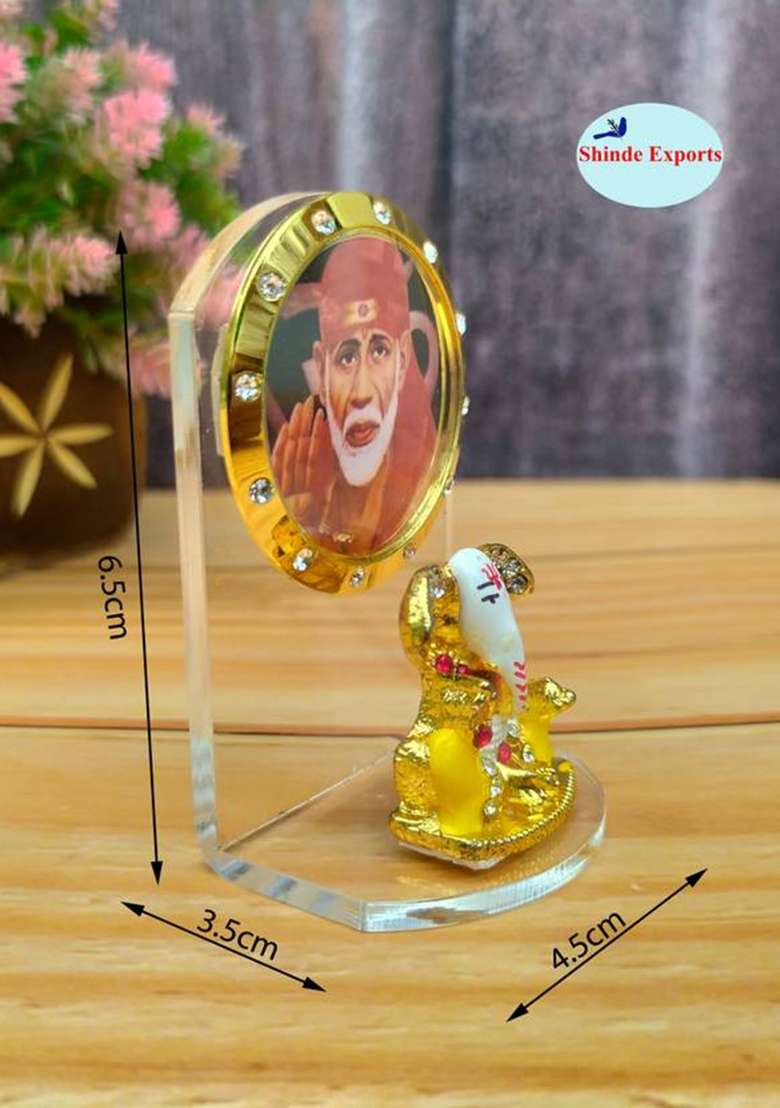 Shinde Exports Shirdi Saibaba Idol Statue For Car Dashboard And Gift Home Decor Decorative Showpiece - 6.5 Cm(Plastic Multicolor) - Indya