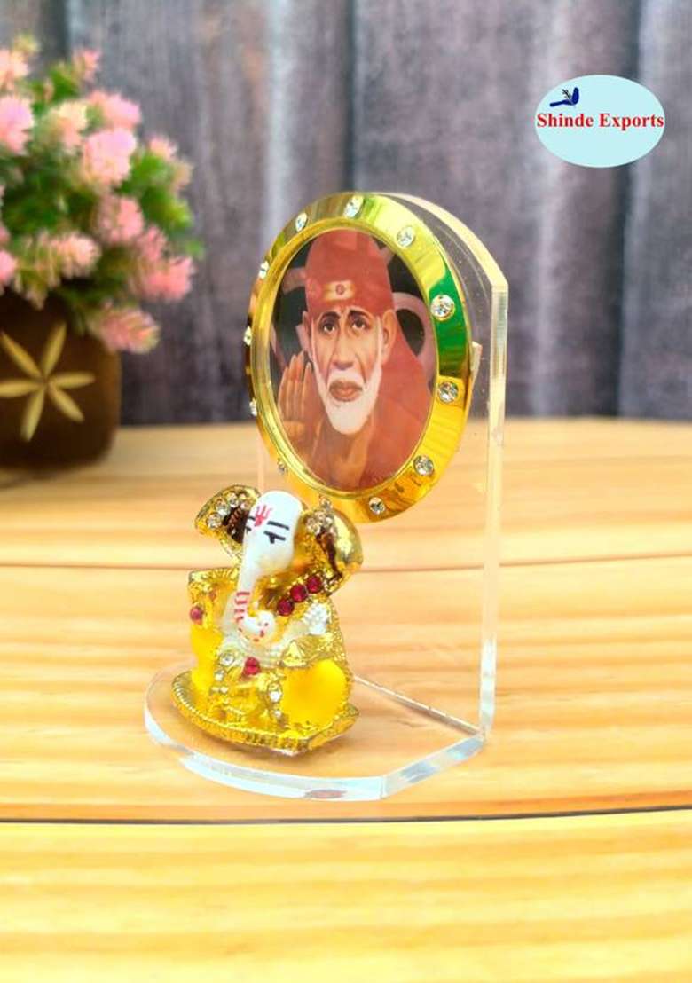 Shinde Exports Shirdi Saibaba Idol Statue For Car Dashboard And Gift Home Decor Decorative Showpiece - 6.5 Cm(Plastic Multicolor) - Indya