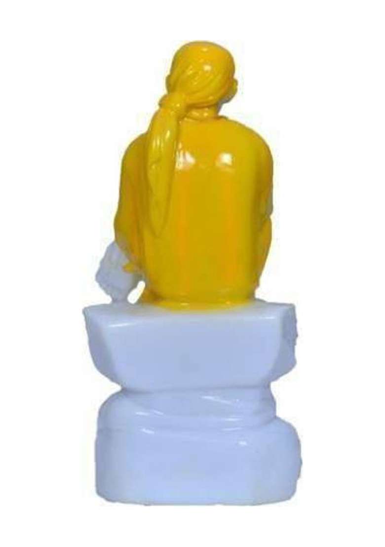Gandak Shri Saibaba Statue/Sitting Home/Car/Shop/Table Lord Sai Baba Yellow Decorative Showpiece - 12 Cm(Marble Yellow) - Indya