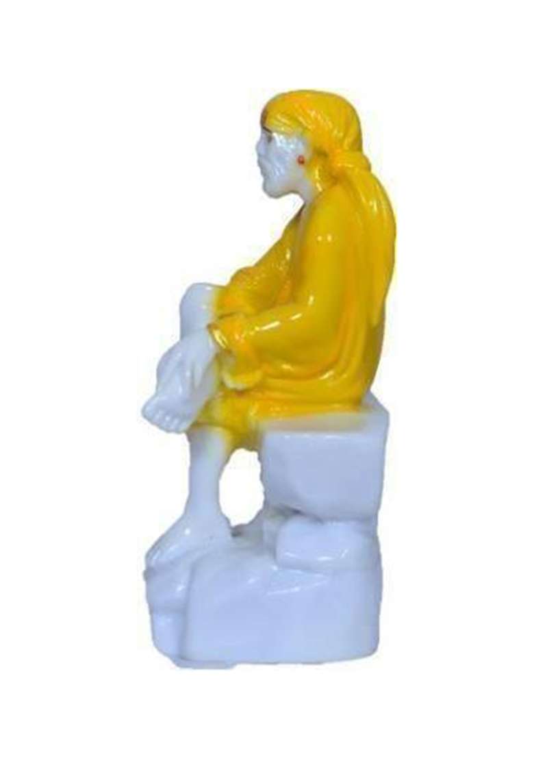 Gandak Shri Saibaba Statue/Sitting Home/Car/Shop/Table Lord Sai Baba Yellow Decorative Showpiece - 12 Cm(Marble Yellow) - Indya