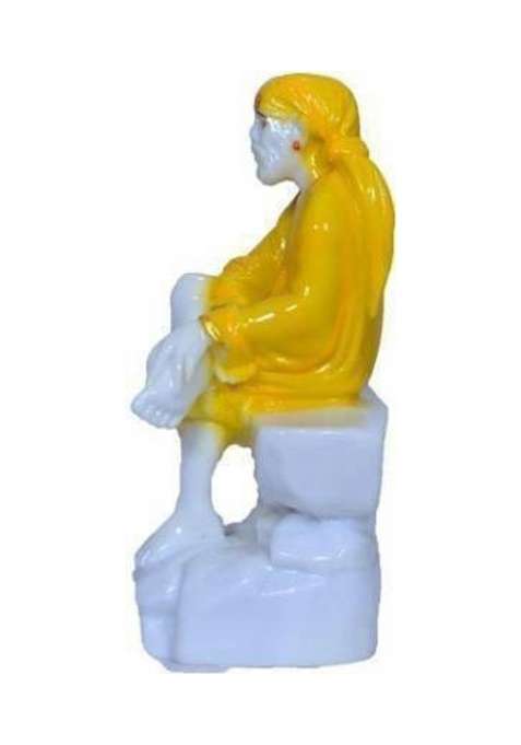 Gandak Shri Saibaba Statue/Sitting Home/Car/Shop/Table Lord Sai Baba Yellow Decorative Showpiece - 12 Cm(Marble Yellow)