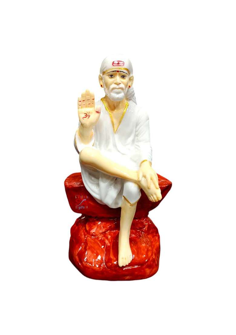 S A Gifts Sai Amrut Marble Blessing Hand Sai Baba Idol/Murti (4.5Inch) Decorative Showpiece - 12 Cm(Marble White) - Indya