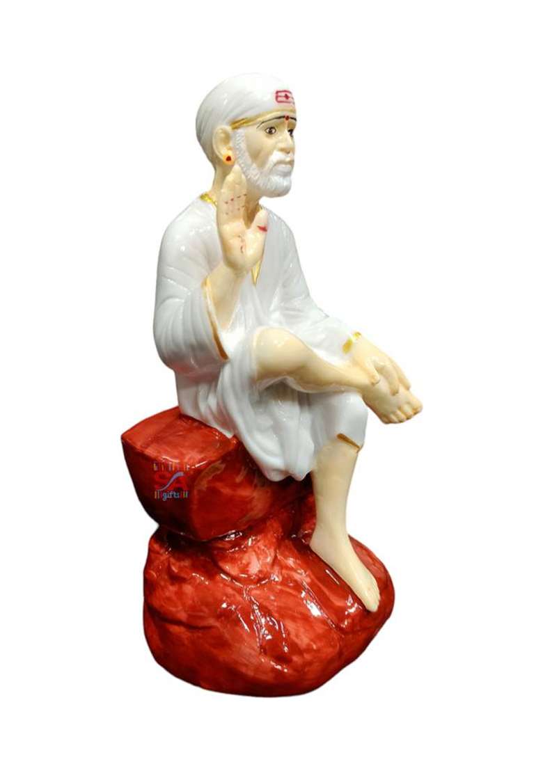 S A Gifts Sai Amrut Marble Blessing Hand Sai Baba Idol/Murti (4.5Inch) Decorative Showpiece - 12 Cm(Marble White) - Indya