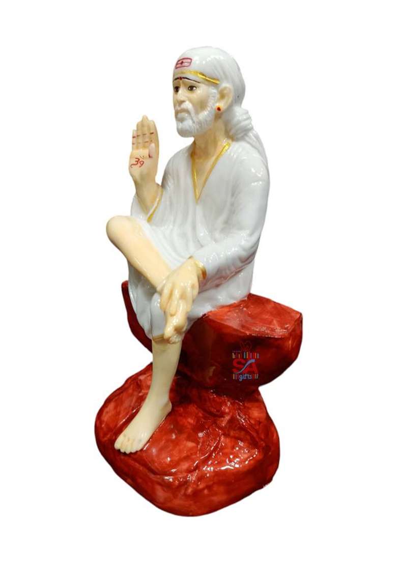 S A Gifts Sai Amrut Marble Blessing Hand Sai Baba Idol/Murti (4.5Inch) Decorative Showpiece - 12 Cm(Marble White) - Indya