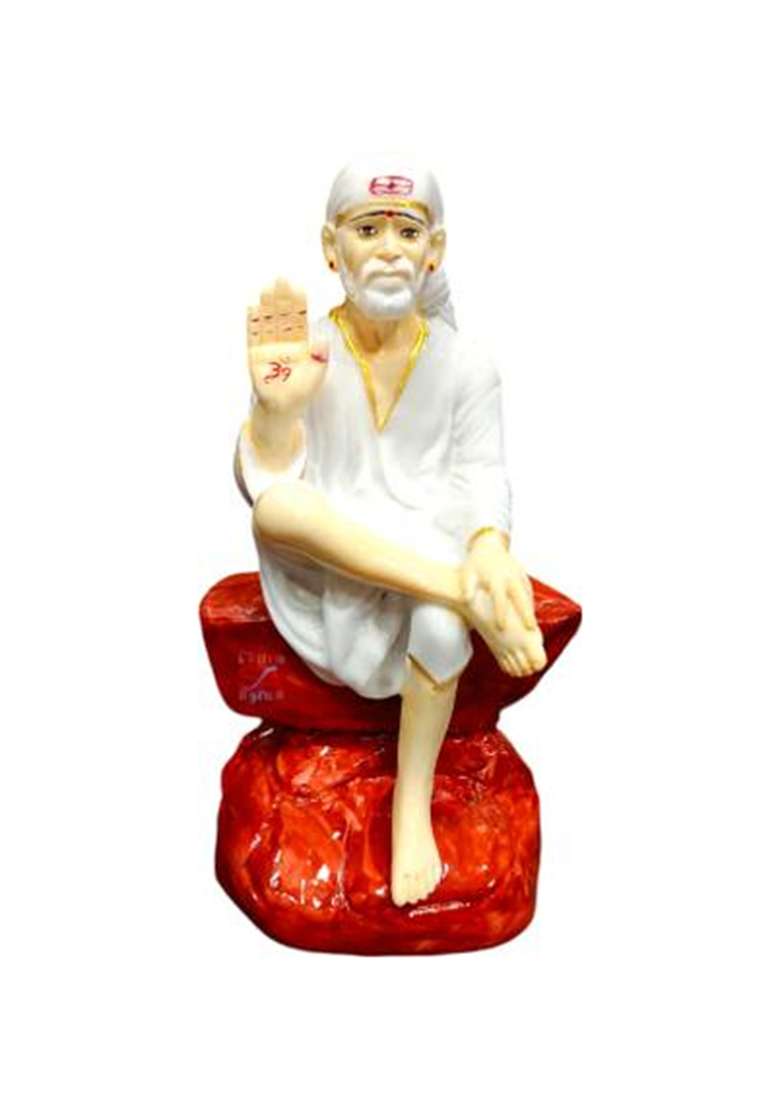 S A Gifts Sai Amrut Marble Blessing Hand Sai Baba Idol/Murti (4.5Inch) Decorative Showpiece - 12 Cm(Marble White) - Indya