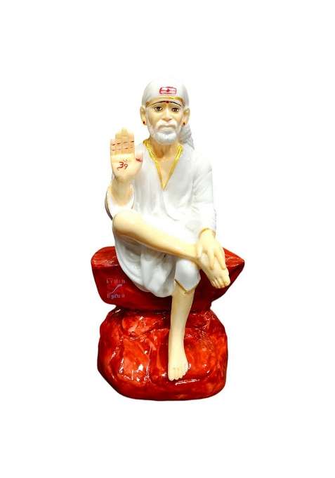 S A Gifts Sai Amrut Marble Blessing Hand Sai Baba Idol/Murti (4.5Inch) Decorative Showpiece - 12 Cm(Marble White)