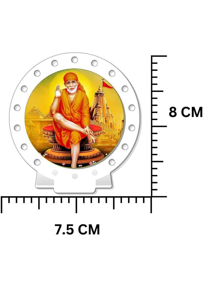 Sanbia Sai Baba Shirdi Car Dashboard Idol White Glossy Decorative Showpiece - 8 Cm(Plastic White) - Indya