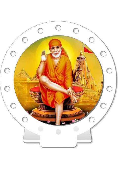 Sanbia Sai Baba Shirdi Car Dashboard Idol White Glossy Decorative Showpiece - 8 Cm(Plastic White)
