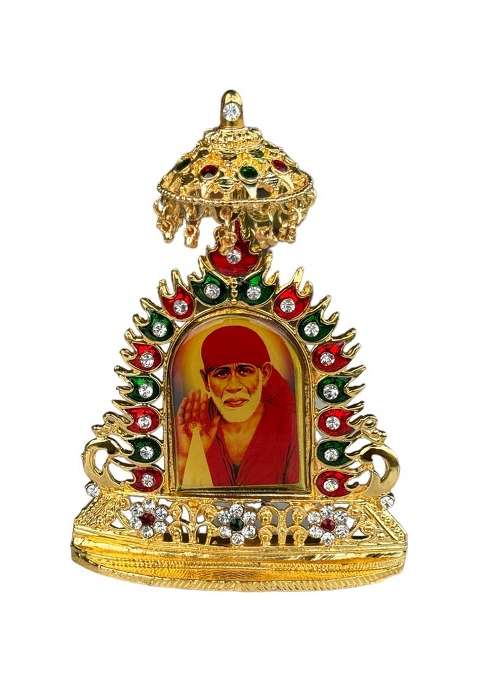 Saichha Gifts Saibaba Idol For Car Dashboard Decorative Showpiece - 11 Cm(Brass Gold)