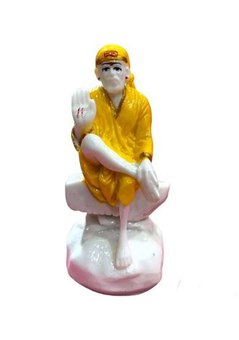 Jnil Sai Baba Decorative Showpiece - 7.62 Cm(Marble Yellow) - Indya