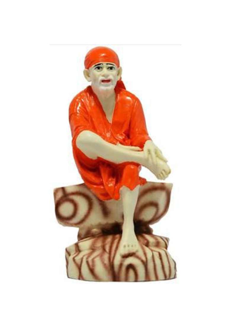 Smstraders Sai Baba Idols For Car Dashboard Saibaba Statue White For Home Decor Decorative Showpiece - 9 Cm(Polyresin Multicolor) - Indya