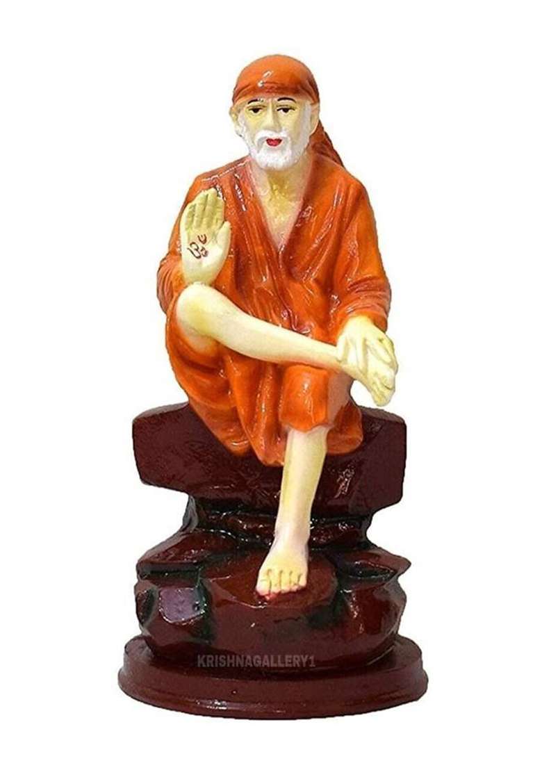 Navyaksh Sai Baba Statue Sai Baba Idol Marble Finish Sai Baba Mjurti Decorative Showpiece - 16 Cm(Marble Multicolor) - Indya