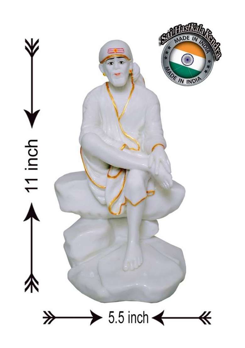 Sai Hastkala Kendra Sai BabaShrdi Wale Baba Satguru W/G 11 Decorative Showpiece - 28 Cm(Marble White) - Indya