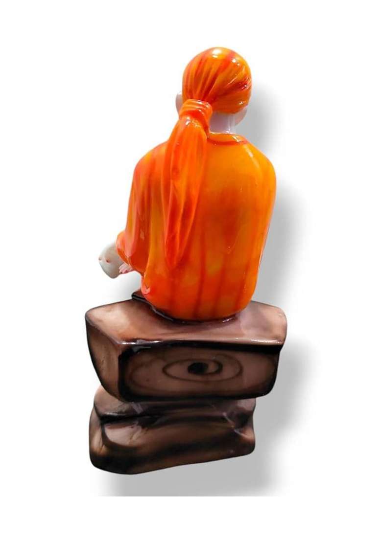 The Greek Sai Baba Murti Shirdi Sai Statue Murti Idol For Pooja Home Temple Office Decor Decorative Showpiece - 17 Cm(Marble Polyresin Orange) - Indya