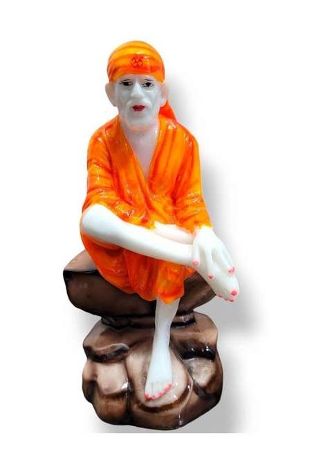 The Greek Sai Baba Murti Shirdi Sai Statue Murti Idol For Pooja Home Temple Office Decor Decorative Showpiece - 17 Cm(Marble Polyresin Orange)