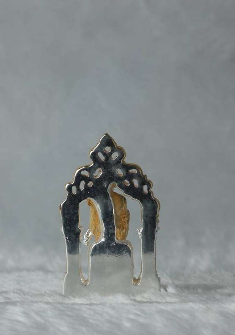 Divya Collection This Gold And Silver Plated Sai Baba Idol Decorative Showpiece - 8 Cm(Gold Plated Silver Plated Gold) - Indya