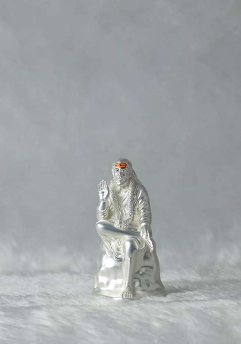 Divya Collection This Silver Plated Sai Baba Idol Decorative Showpiece - 8 Cm(Silver Plated Gold)