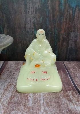 Shinde Exports Shirdi Saibaba Marble Idol Radium Statue Decorative Showpiece - 6.5 Cm(Marble Green)