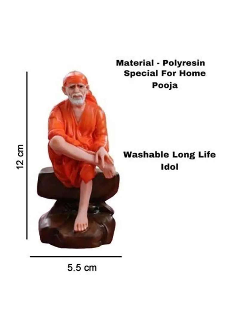 Shree Krishana Traders Shirdi Sai Baba Statue Decorative Showpiece - 12 Cm(Polyresin Orange) - Indya