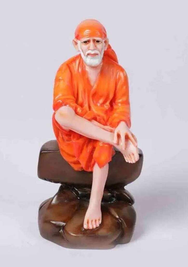 Shree Krishana Traders Shirdi Sai Baba Statue Decorative Showpiece - 12 Cm(Polyresin Orange) - Indya