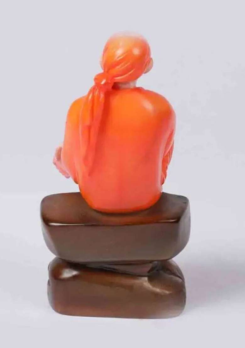 Shree Krishana Traders Shirdi Sai Baba Statue Decorative Showpiece - 12 Cm(Polyresin Orange) - Indya