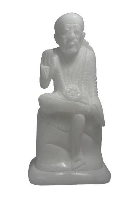 Avinash Handicrafts White Stone Sai Baba 6.5 Inch Decorative Showpiece - 16.5 Cm(Stone White)