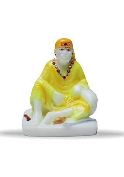 Sai Divya Saibaba Statue/Sitting Position/White/Stone Decorative Showpiece - 4 Cm(Marble Multicolor)