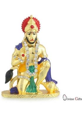 Divine Gifts & Artificial Jewellery Hanuman Decorative Showpiece - 7.5 Cm(Brass Gold)