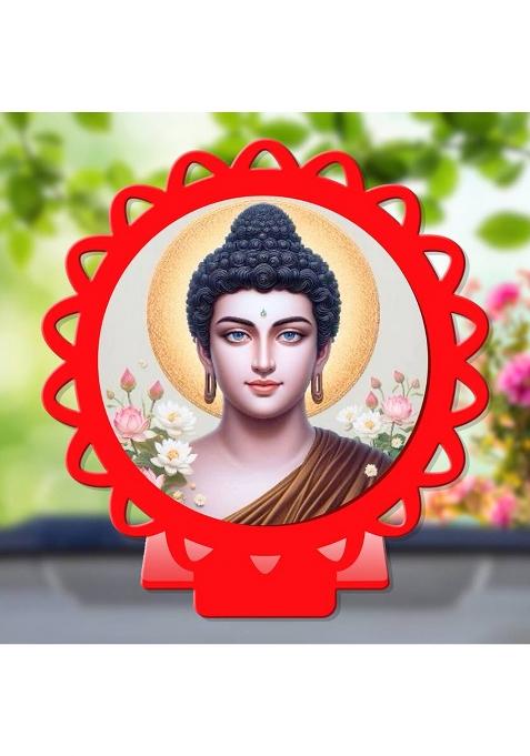 Giftsrange Gautam Buddha Mahavira Siddhartha Red Shining Car Dashboard Idol Decorative Showpiece - 8 Cm(Plastic Multicolor Red)