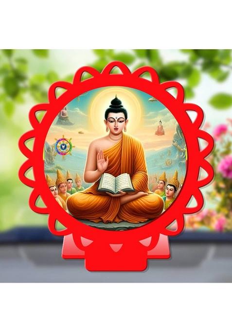 Giftsrange Gautam Buddha Mahavira Siddhartha Red Shining Car Dashboard Idol Decorative Showpiece - 8 Cm(Plastic Multicolor Red)