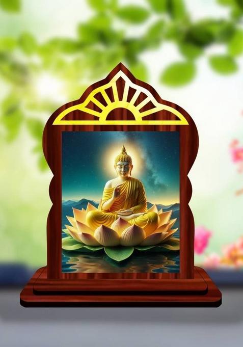 Giftsrange Gautam Buddha Mahavira Siddhartha Car Dashboard Idol Decorative Showpiece - 10.4 Cm(Wood Multicolor)