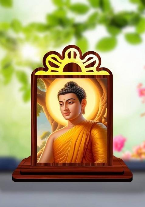 Giftsrange Gautam Buddha Mahavira Siddhartha Car Dashboard Idol Decorative Showpiece - 9.5 Cm(Wood Multicolor)