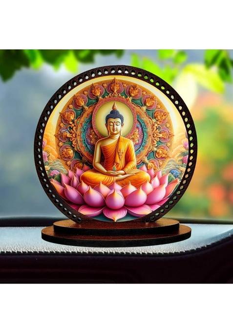 Giftzlane Gautam Buddha Mahavira Siddhartha Car Dashboard Idol Decorative Showpiece - 7.62 Cm(Wood Multicolor)