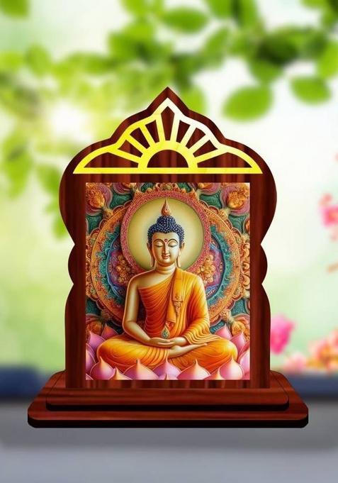 Giftsrange Gautam Buddha Mahavira Siddhartha Car Dashboard Idol Decorative Showpiece - 10.4 Cm(Wood Multicolor)