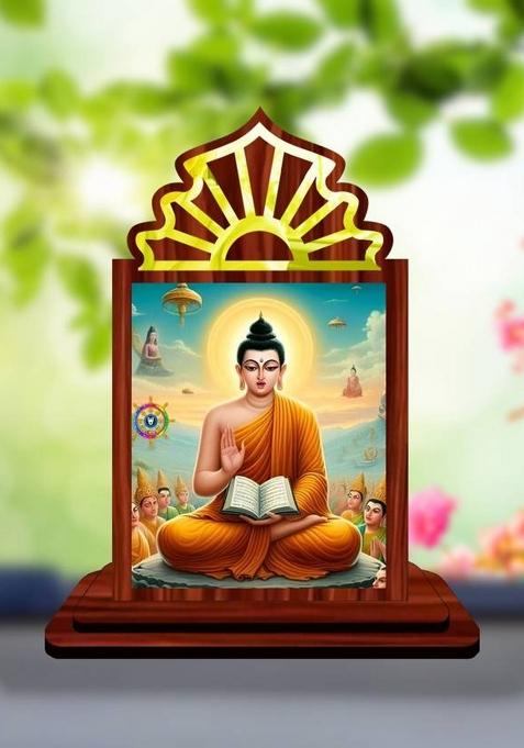 Giftsrange Gautam Buddha Mahavira Siddhartha Car Dashboard Idol Premium Decorative Showpiece - 10.5 Cm(Wood Multicolor)