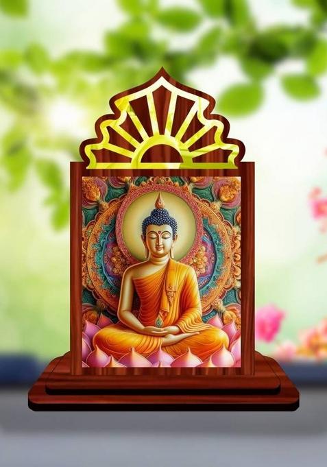 Giftsrange Gautam Buddha Mahavira Siddhartha Car Dashboard Idol Premium Decorative Showpiece - 10.5 Cm(Wood Multicolor)