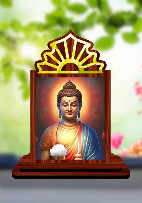 Giftsrange Gautam Buddha Mahavira Siddhartha Car Dashboard Idol Decorative Showpiece - 10.5 Cm(Wood Multicolor)
