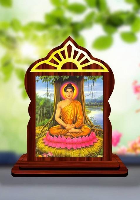 Giftsrange Gautam Buddha Mahavira Siddhartha Car Dashboard Idol Decorative Showpiece - 10.4 Cm(Wood Multicolor)