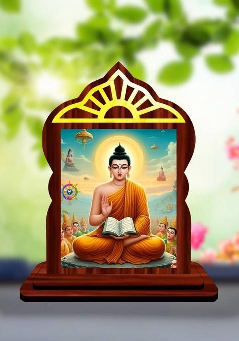 Giftsrange Gautam Buddha Mahavira Siddhartha Car Dashboard Idol Premium Decorative Showpiece - 10.4 Cm(Wood Multicolor)